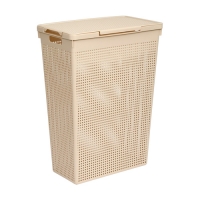 Корзина для белья 50л с крышкой с декором "Лофт" узкая (латте) 5650020 "Виолет"