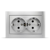 Розетка двухмест. Бриллиант, с/з, с/у, 16А, 220В, серебро (7949780)