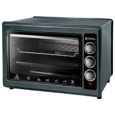 Эл. духовка DELTA с термостатом D-0124 черная с тэном повышенной мощности, 1300Вт., 37 литров