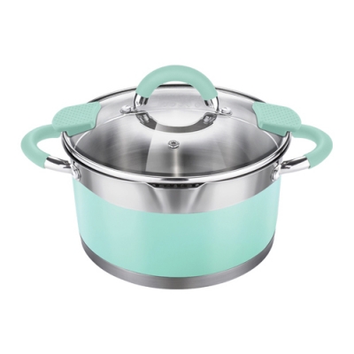 LR02-542 Кастрюля LARA (нерж) MINT 20x11см, 3,3л, носик, индукционное дно, крышка с бортом