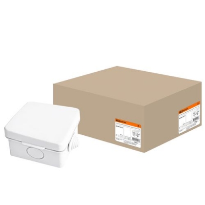 Распаячная коробка ОП 65х65х50мм, крышка, IP54, 4вх. TDM (SQ1401-0111)