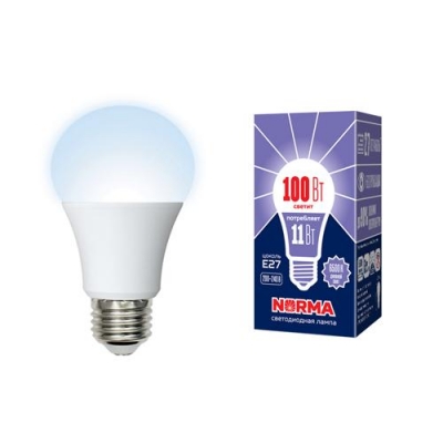 Лампа светодиодная LED-A60-11W/DW/E27/FR/NR Дневной белый свет (6500K) Серия Norma
