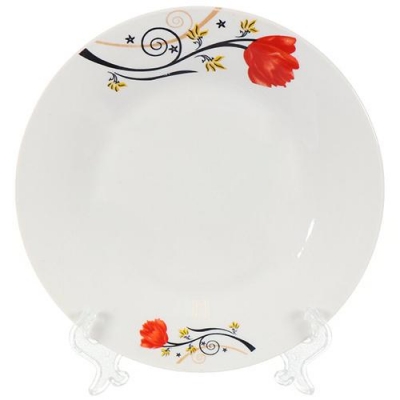 Тарелка десертная, керамика, 19 см, круглая, Красный Тюльпан, Daniks (363577)
