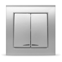 Выключатель двухкл. с подсветкой Бриллиант, с/у, 10А, 220В, серебро (7949667)