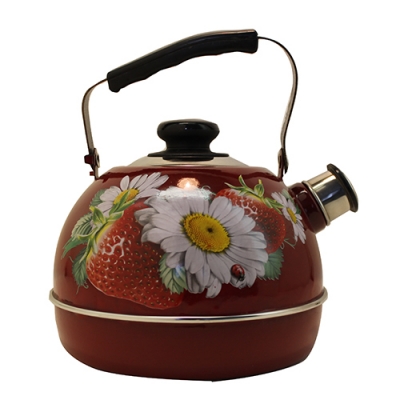 Чайник 3,5 л.(подвиж.ручка) - бордовый/клубника с ромашкой (декор- нерж.сталь) ТМ04/35/01/05 Чайник 3,5 л.(подвиж.ручка) - бордовый/клубника с ромашкой (декор- нерж.сталь) ТМ04/35/01/05