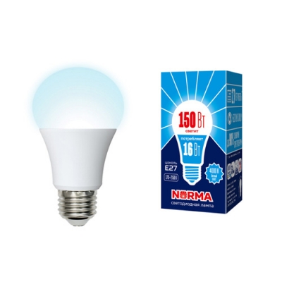 Лампа светодиодная LED-A60-16W/NW/E27/FR/NR белый свет (4000K) Серия Norma
