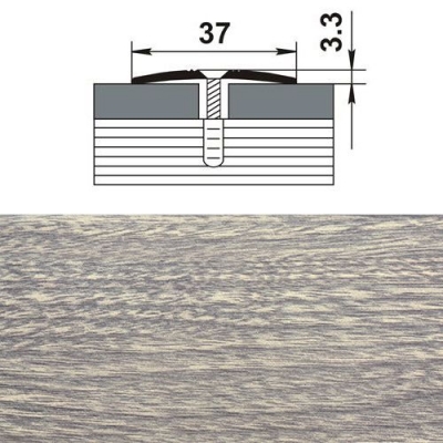 Профиль стыкоперекрывающий ПС 03.900. 045 дуб дымчатый