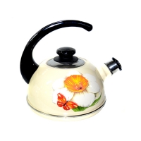 Чайник 2,5л (конс.ручка)-слон.кость/нарцисс (декор- нерж.сталь)Т04/25/04/07