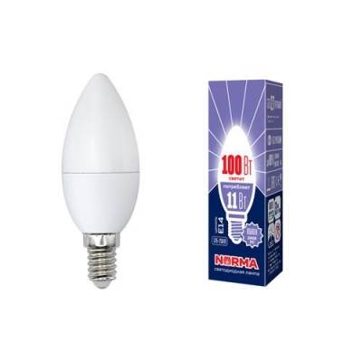 Лампа светодиодная LED-C37-11W/DW/E14/FR/NR Дневной белый свет (6500K) Серия Norma