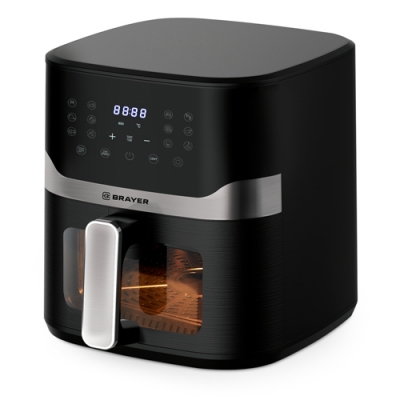 Аэрогриль BRAYER 2040BR, 1800Вт, 10л, t. 200С, съемная решетка, таймер, LCD-дисплей, 12 программ