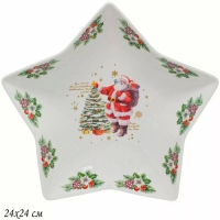 Блюдо 24х24см НОВОГОДНИЙ в под.уп.(х24)Фарфор арт.205-291