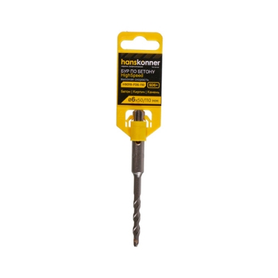 Бур SDS+ 06х110 HIGH SPEED H9019-F06-110 плоский резец U спираль Hanskonner