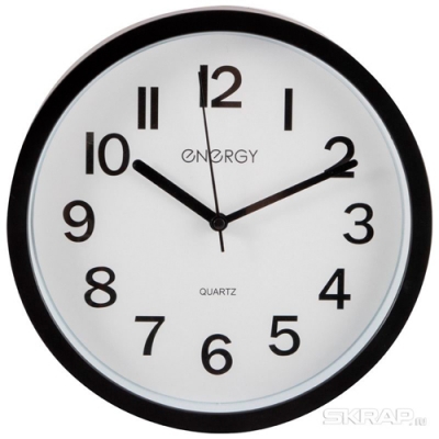 Часы настенные кварцевые ENERGY модель ЕС-139 черные (102262)