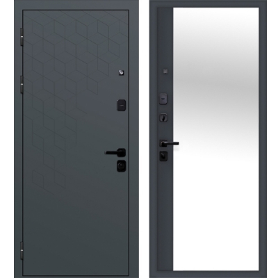 Дверь мет. 9 см Концепт Сатин графит зеркало 860 левая (Россия) г.Йошкар-Ола