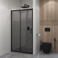 EG1BT Душевое ограждение в проем EvaGold 100х190, профиль черный матовый, тонированное стекло