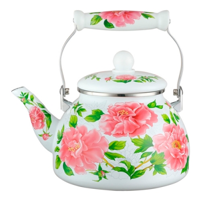 EM-1335 Чайник эмалированный с керамической ручкой 3,0л."Пионы"(8)