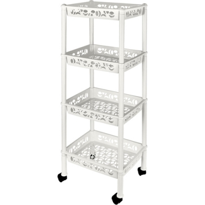 Этажерка Keeplex Light на колесиках 4-х секционная малая прямоугольная 37х29х93,5см белый KL2827