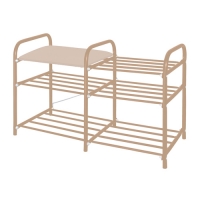 Этажерка "Люкс 3" (500х330х790) 3-х ярусная с мягким сидением сл.кость/беж металлик ЭТЛ3-1/БЖ