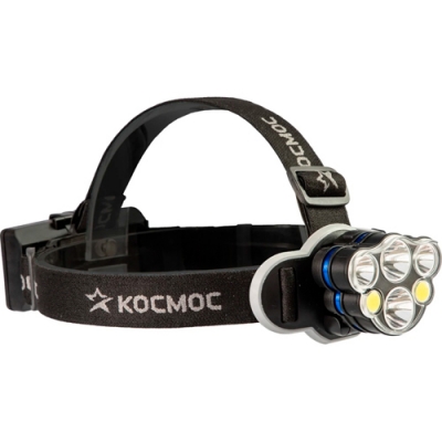 Фонарь налобный КОСМОС (KOC852Lit) аккум/2 х 4Вт T6, 2 х 2Вт XPE, 2 x 2Вт COB /Li-ion 2 х 1200mAh/AB