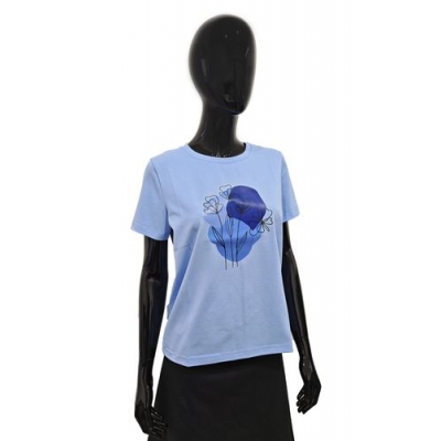 Футболка женская Доброшвейкин Принт голубая Василёк размер 50
