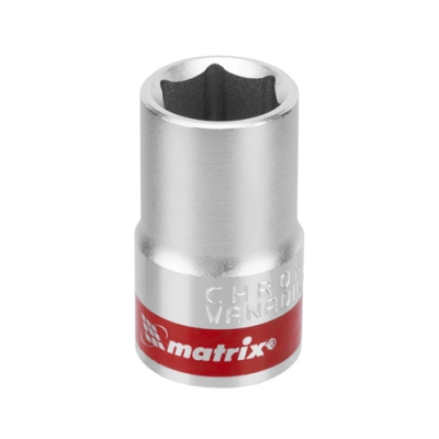 Головка торцевая, 14 мм, 6-гранная, CrV, под квадрат 1/2", хромированная// MATRIX MASTER арт.13114
