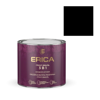 Грунт-эмаль ERICA 3в1 по ржавчине алкидная МАТОВАЯ черная 1,8 кг