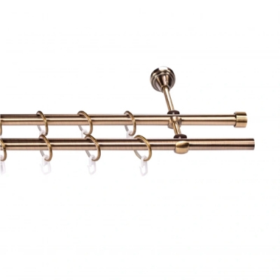 Карниз кованый LEGRAND d16 мм гладкий 3,0м 2-х рядный антик-золото