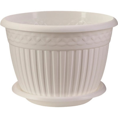 Кашпо с блюдцем Византия ВМС 15л цвет Белый арт. КШ-1173