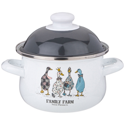 Кастрюля agness эмалированная с эмал.крышкой серия "Family farm", 1.5 л, 16*10 см 934-620