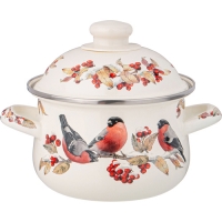 Кастрюля agness эмалированная с эмал.крышкой серия "Снегири", 1.5 л, 16*10 см 934-730 Кастрюля agness эмалированная с эмал.крышкой серия "Снегири", 1.5 л, 16*10 см 934-730