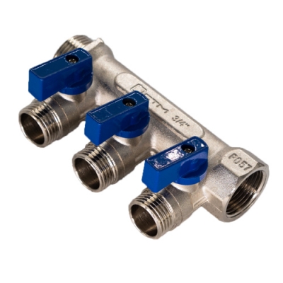 Коллектор 3 вых. шар.кран н/р 3/4"х1/2" СТМ (20 шт.) Коллектор 3 вых. шар.кран н/р 3/4"х1/2" СТМ (20 шт.)