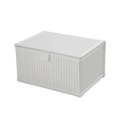 Корзина стеллажная с крышкой "Бамбук", Д240 Ш180 В130, белый арт.Shan-23S