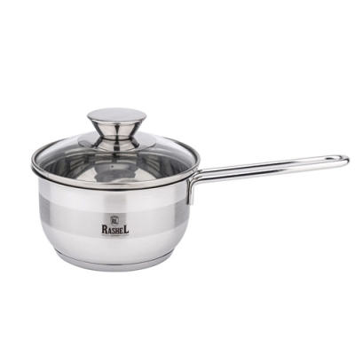 Ковш 1,2 л из нержавеющей стали со стекл. кр., 14х8 см (R-14/80м) "МАРУСЯ"