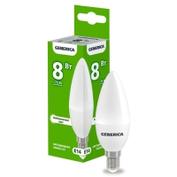 Лампа LED C35 свеча 8Вт 230В 4000К E14 GENERICA арт.LL-C35-08-230-40-E14-G Лампа LED C35 свеча 8Вт 230В 4000К E14 GENERICA арт.LL-C35-08-230-40-E14-G