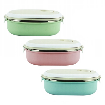 Ланч бокс 700мл 20*14.5*7.5см (пластиковый корпус, внутренняя емкость из нержавеющей стали; крышка -