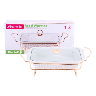 Мармит керамический прямоугольный 30,5*19*6см. с подставкой (6416)