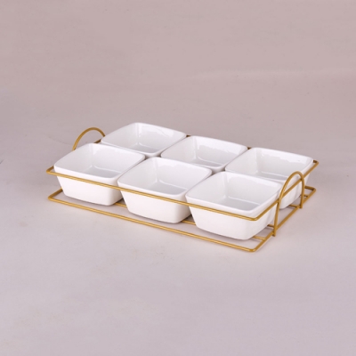 Менажница 6-ти секционная 28x18.5x6см, на метал.подставке ZD15287