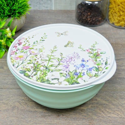 Миска Latina Homver 3,2л с крышкой с декором Цветущий луг 1118