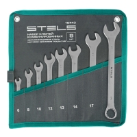 Набор ключей комбинированных 6-19 мм, 8 шт., CrV, матовый хром// Stels арт.15443