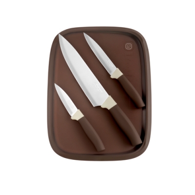Набор ножей кухон. Rondell Mocco&Latte RD-1944 компл.:4предм. разд.дос. бежевый/коричневый