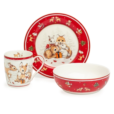 Набор посуды lefard "C новым годом" 3 пр.: салатник 800 мл, тарелка 19 см, кружка 400 мл 85-2082