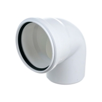 Отвод белый бесшумный полипропиленовый (ПП) 110х87 Политэк