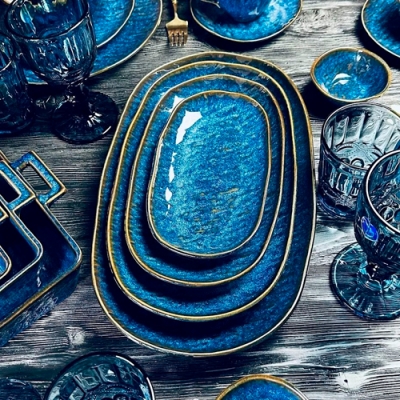 Овальное блюдо 36х25х4,5см AQUAMARINE в под.уп.(х18)Фарфор арт.133-304 Овальное блюдо 36х25х4,5см AQUAMARINE в под.уп.(х18)Фарфор арт.133-304