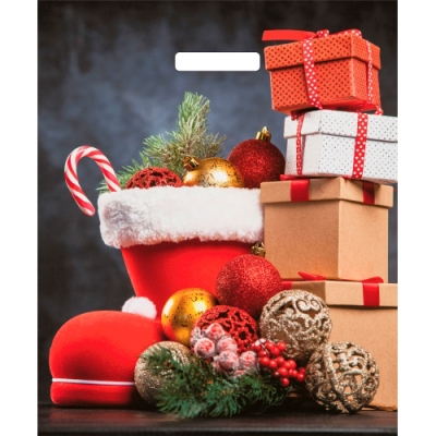 Пакет с вырубной ручкой 38х45+3см (60) (Гора подарков) НГ, глянцевый Артпласт ВУР60893