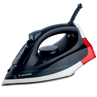 Паровой утюг BRAYER 4018BR, 2400Вт, керамич, пар 140г/мин, автооткл, 350мл, верт.отпарив.
