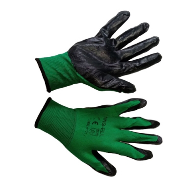 Перчатки нейлоновые с нитриловым обливом зелено-черные г.Пенза