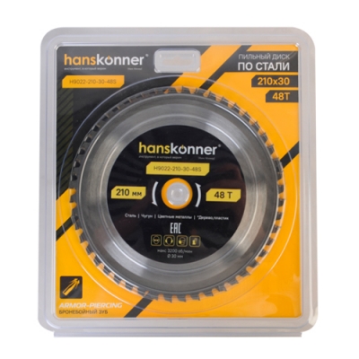 Пильный диск по СТАЛИ Hanskonner 210x30мм, 48 зубьев H9022-210-30-48S