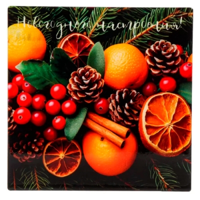 Подставка под горячее, керамика, квадратная, 16 см, Новогоднее настроение, Y4-9238 (499402)