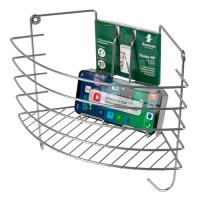 Полка Swensa SWR-30-02-CRM угловая одноярусная,с крючками и держателем телефона, серебро 23х23х21см Полка Swensa SWR-30-02-CRM угловая одноярусная,с крючками и держателем телефона, серебро 23х23х21см