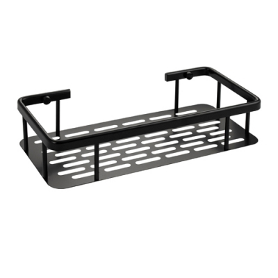 Полочка прямоугольная с литым дном одинарная 31.5 cм, с крепл к стене, чёрного цвета 76066 TITAN